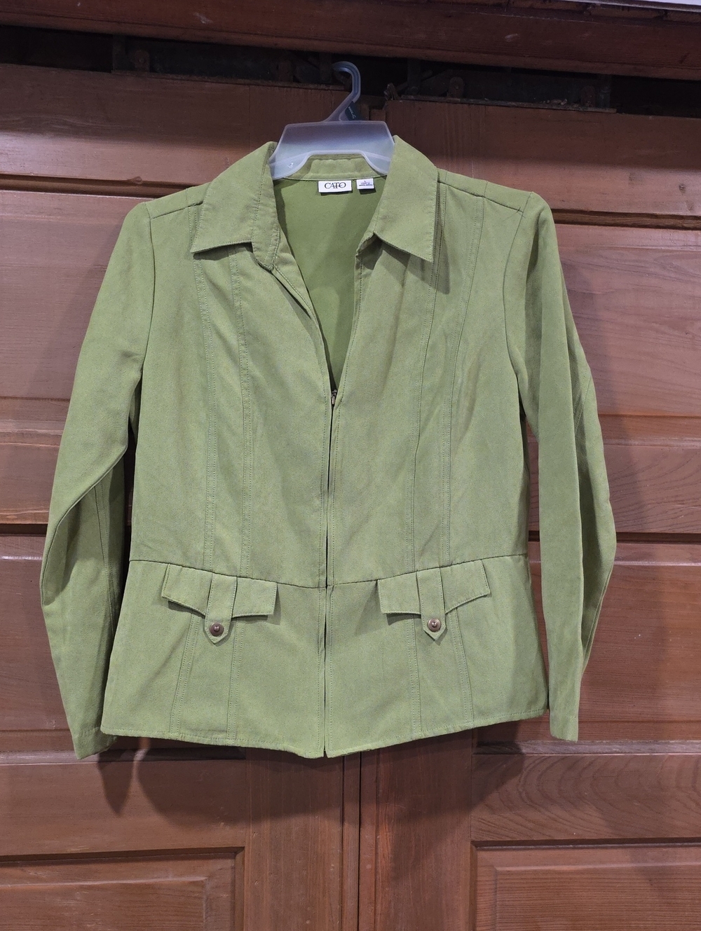 Chico's Light Olive Zip Front Blazer Jacket